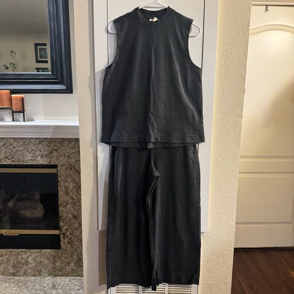 Pact Organic Cotton Airplane Mock Neck Top and Pintuck Wide Leg Pant Set M/S - Picture 3 of 11